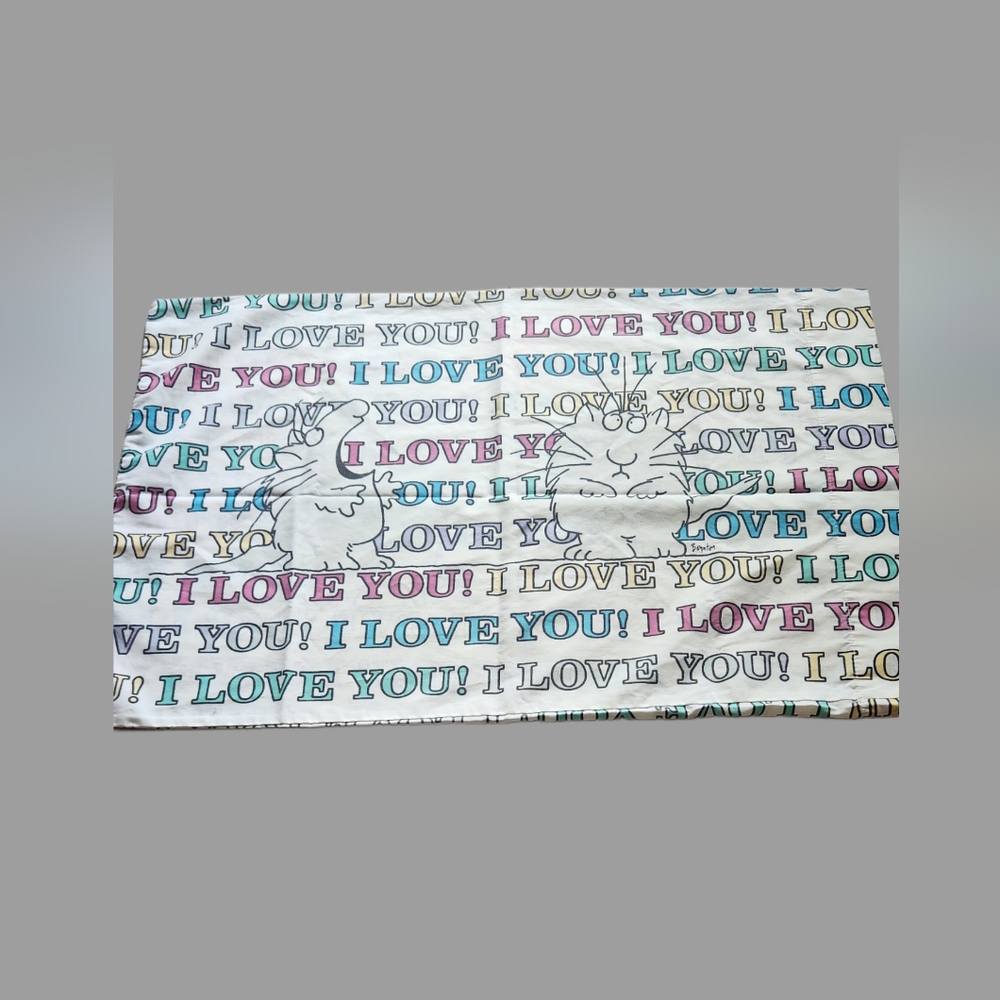 Vintage Sandra Boynton 80's Standard Pillowcase, 'I Love You' ‎ Comic